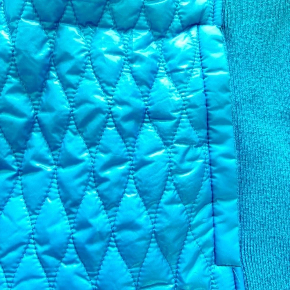 Talbots Turquoise Quilted Vest Knit Side Panels Sz 2X Preppy Casual Sporty Chic